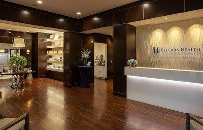 Elegant healthcare reception area with modern decor.